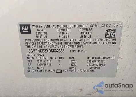 2013 Cadillac Srx Luxury Collection from USA, damaged, VIN 3GYFNCE3XDS632366